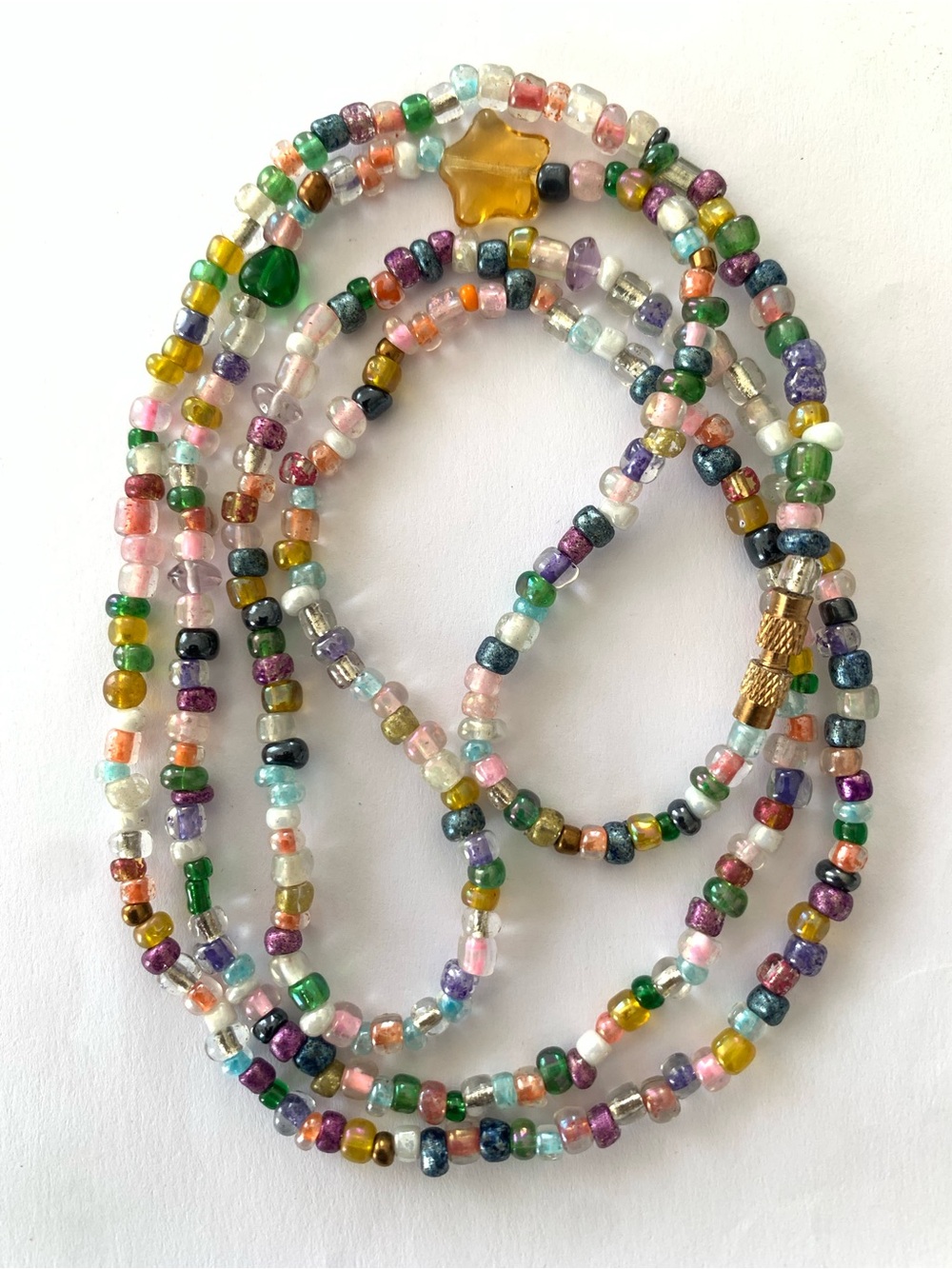 Multicolor beaded body waist chain 35 inches long